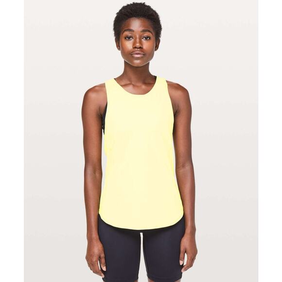 LULULEMON Sculpt Tank II Womens 6 8 Lemon Ice Yellow Mesh Crew Neck Wide Straps - Picture 1 of 14